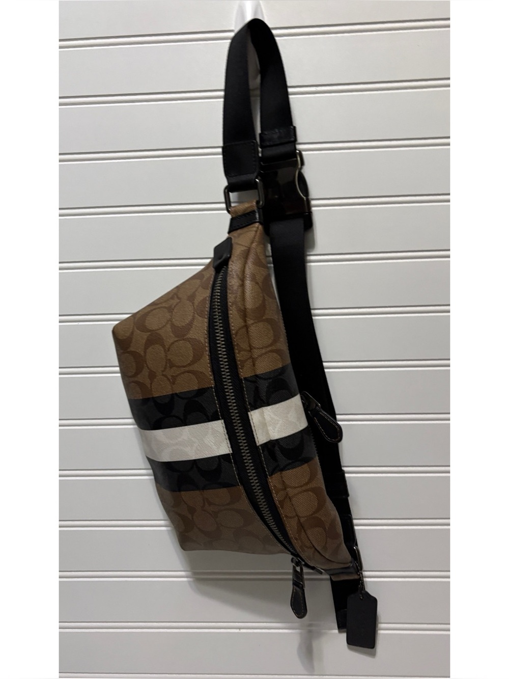 COACH Grade Signature Varsity Blue Stripe Waist Belt Bag C3228 Mens Womens
